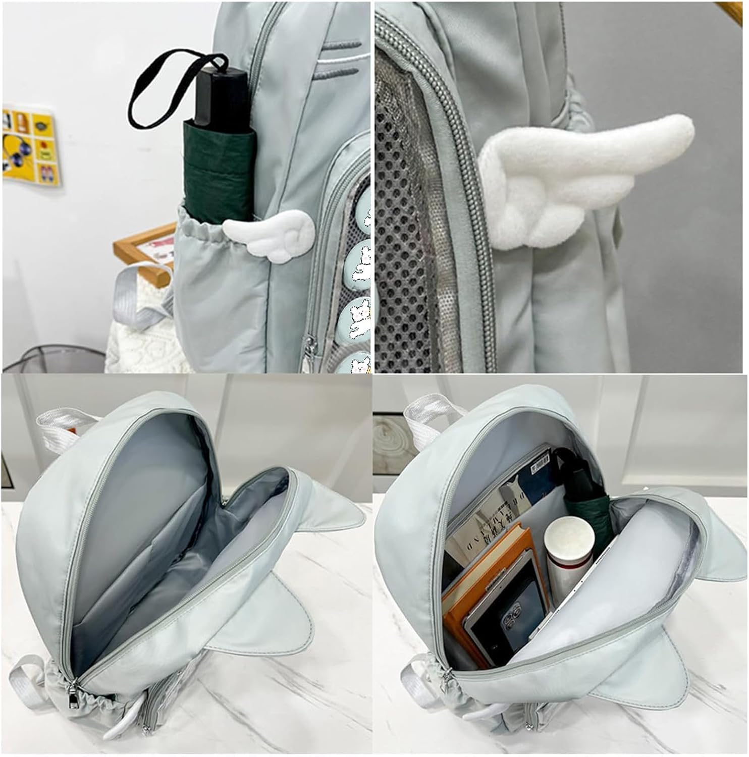 Japanese Backpack Pin Display Itabag with Insert, Kawaii Emo Cat Bag for Girls Cosplay School Black - Image 5