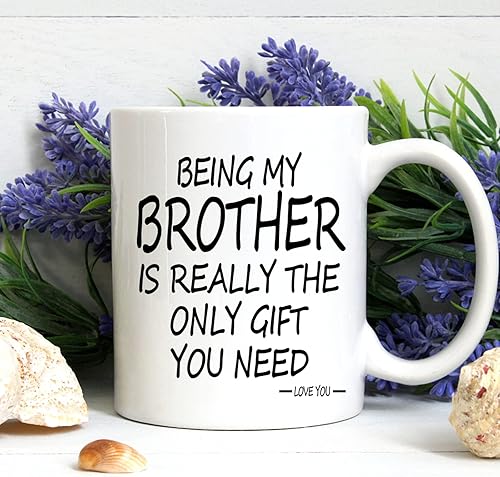 Miniatura 4 de Taza de café con texto en inglés "Being My Brother Is The Only Gift You Need con texto en inglés "Being My Brother", taza de café para hermano,