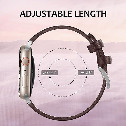 Vista 91 de Correa de cuero compatible con correas de Apple Watch de 1.811 in, 1.772 in, 1.732 in, 1.654 in (Serie 1/2/3) para hombres y mujeres, correa de Azul