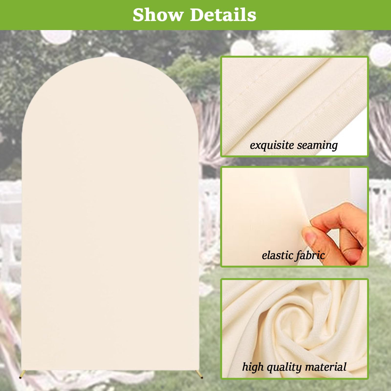 Housse De Toile Extensible Pour Arche De Mariage 180 Cm - Blanc, Fond Photo, Pour Fête, Anniversaire, Décoration