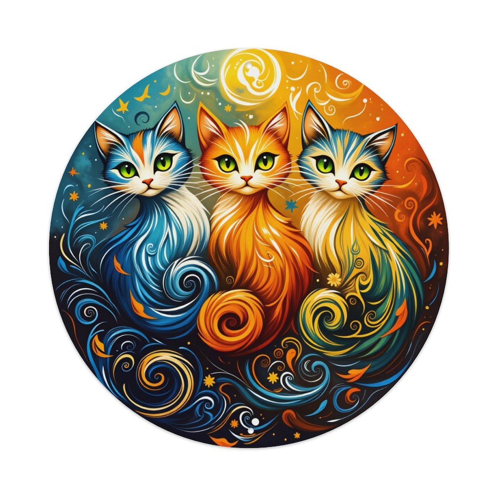 Colorful Cats Swirl Pattern Art Metal Tin Sign Vintage Garden Bedroom Cafe Bar Man Cave Home Wall Decor Metal Poster 8x8 inches