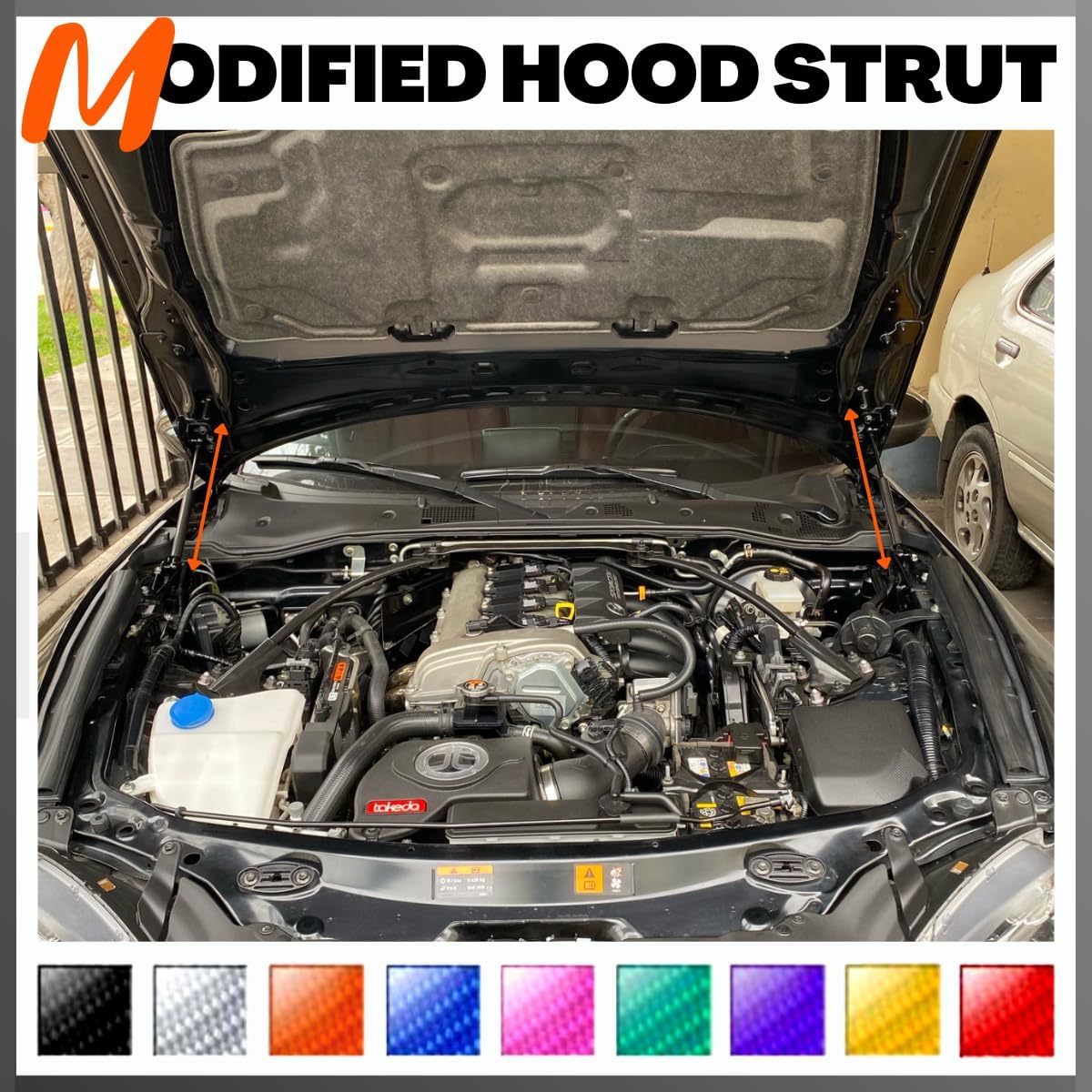 Front Hood Struts Compatible with Mazda MX-5 Miata (ND) 2016-2023 Shock Lift Supports Bonnet Gas Dampers Springs Kit No-Drill Bolt-on