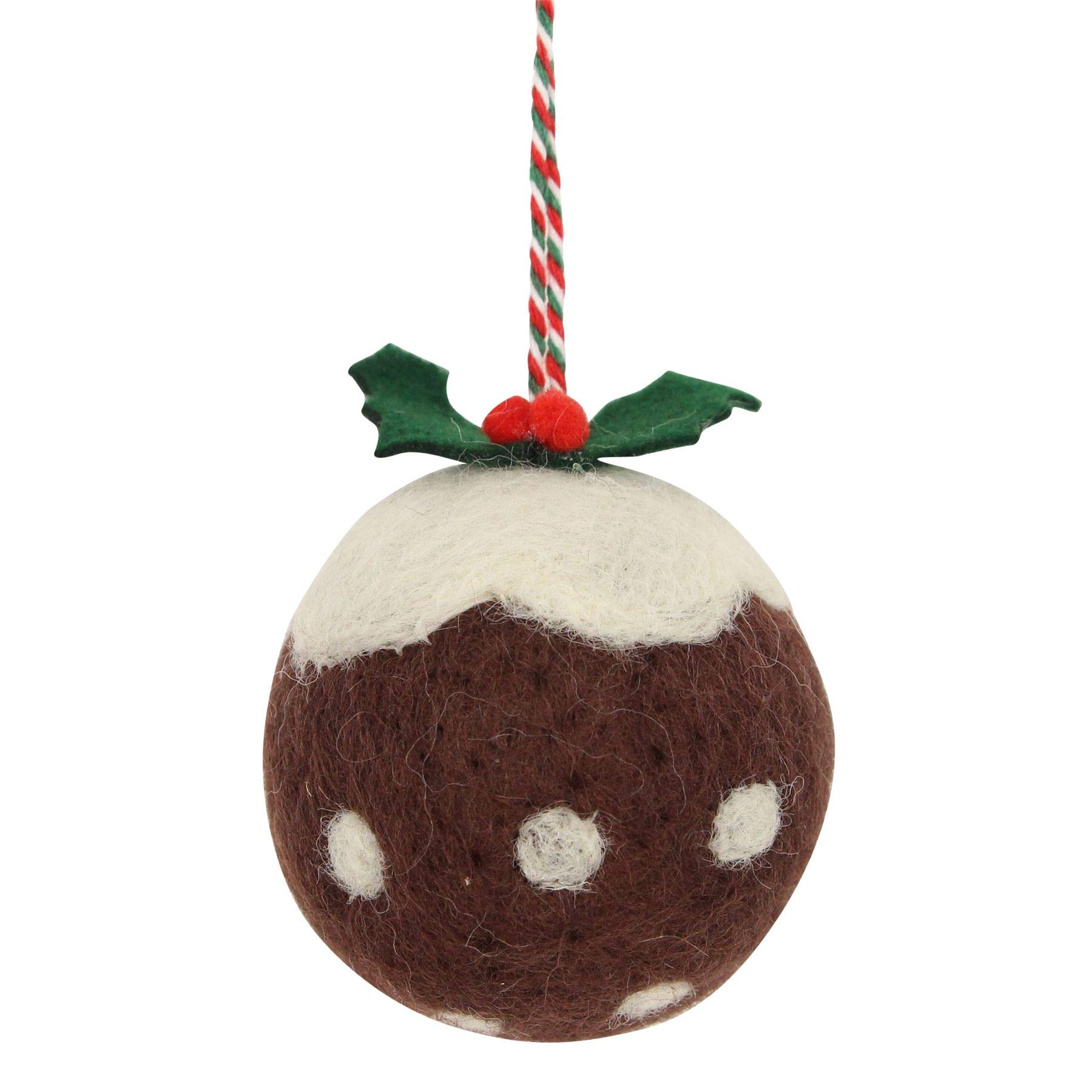 Felt cute Christmas Plum Pudding Tree Decoration holly berries Gisela Graham
