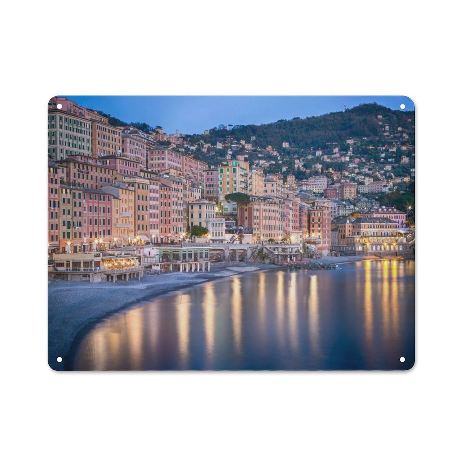 Junmoney Style-7 Italy Camogli Liguria City Decorative Metal Sign 30X40cm, Country Style Bistro Wall Plaque For Kitchen, Cafe, Pantry Or Dining Room