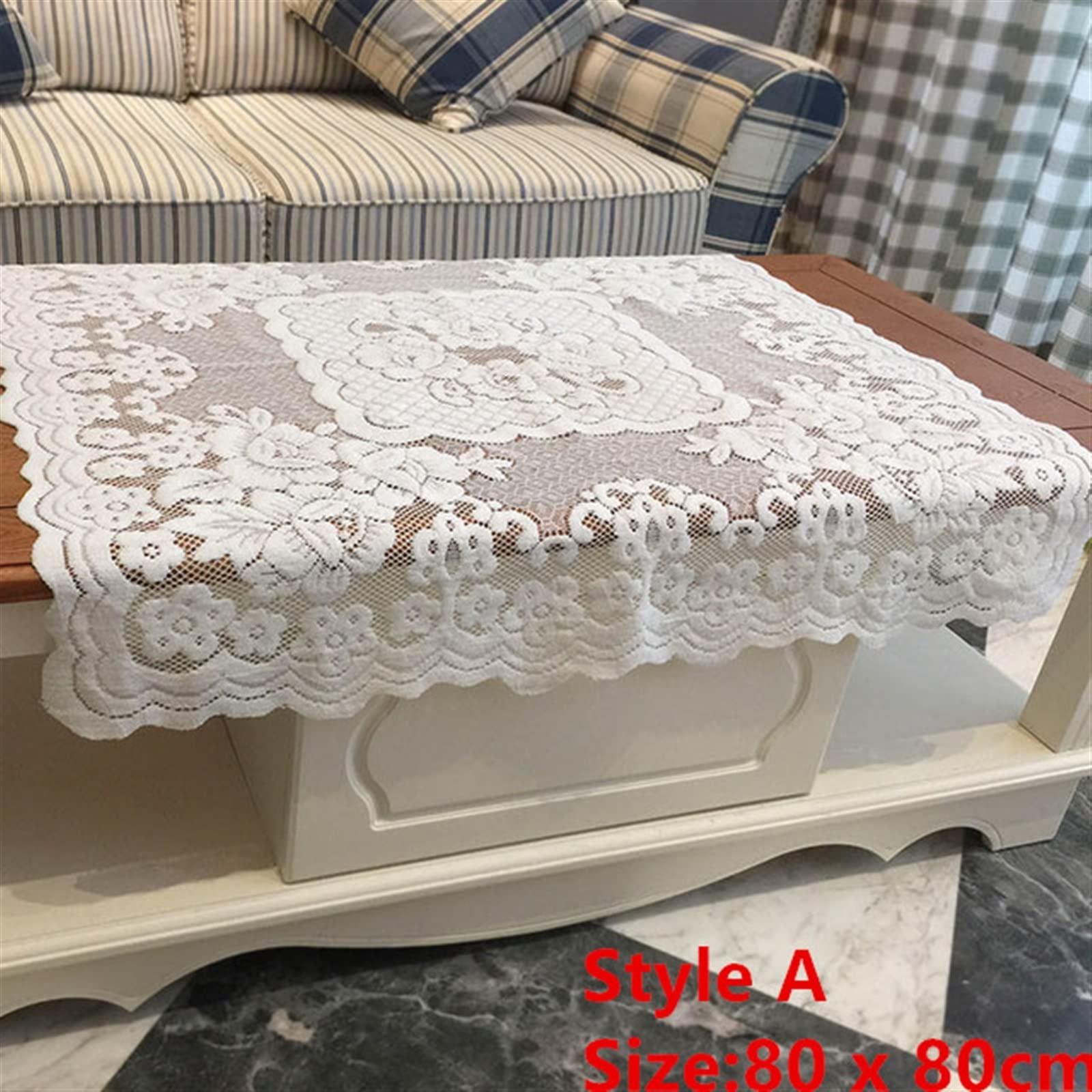 Nappe rectangulaire salle à manger moderne RWRAPS dentelle blanche