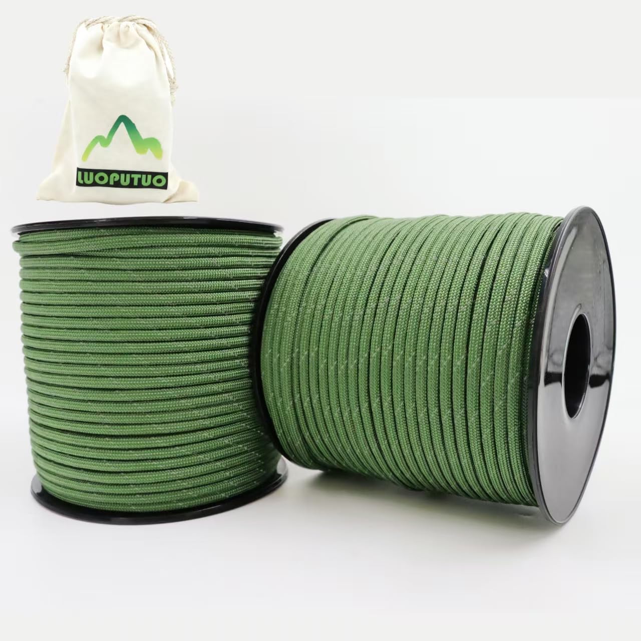 2 Pcs 200ft Paracord Rope, Reflective III Parachute Cord 7 Strand Core 550lb, 400ft Army Green - High Visibility Abrasion Resistant Easy to Tie, Multi-Purpose Rope for Camping Survival DIY