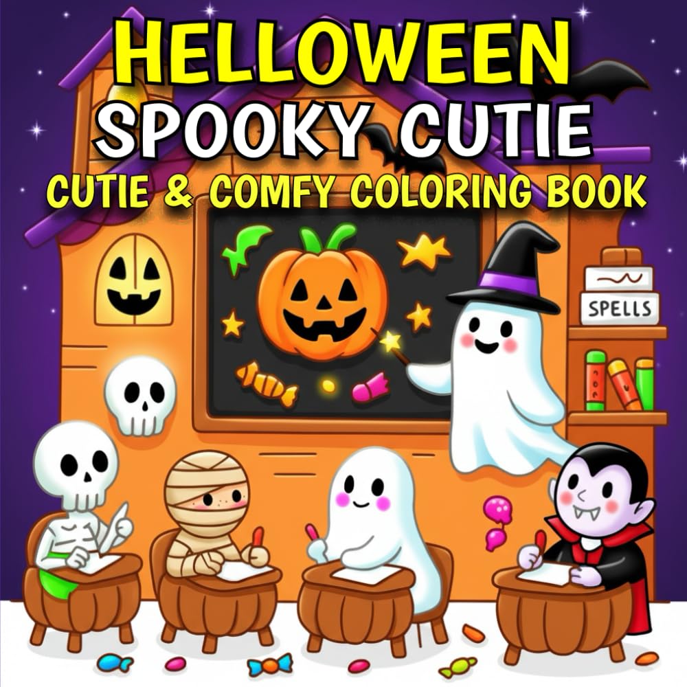 Halloween Spooky Cutie Coloring Book: Bold and Easy Coloring Book for Teens and Adults – Spooky and Adorable Halloween Characters and Scenes to Unwind.