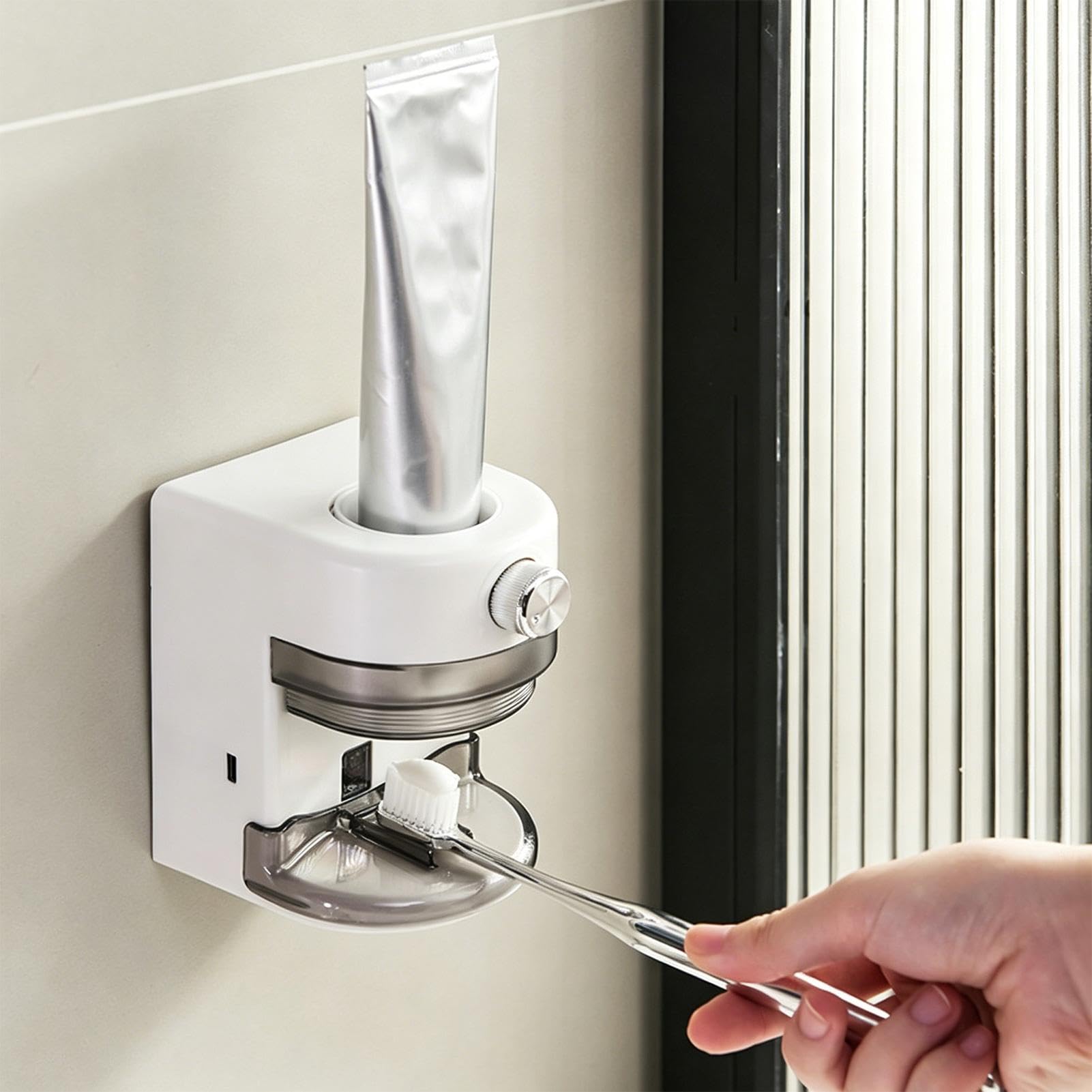 Distributore di Dentifricio Accessorio da Bagno con Fissaggio a Parete | Spremi il dentifricio e portaspazzolino Per La Casa E Gli Interni, Bagno, Albergo, Dormitorio