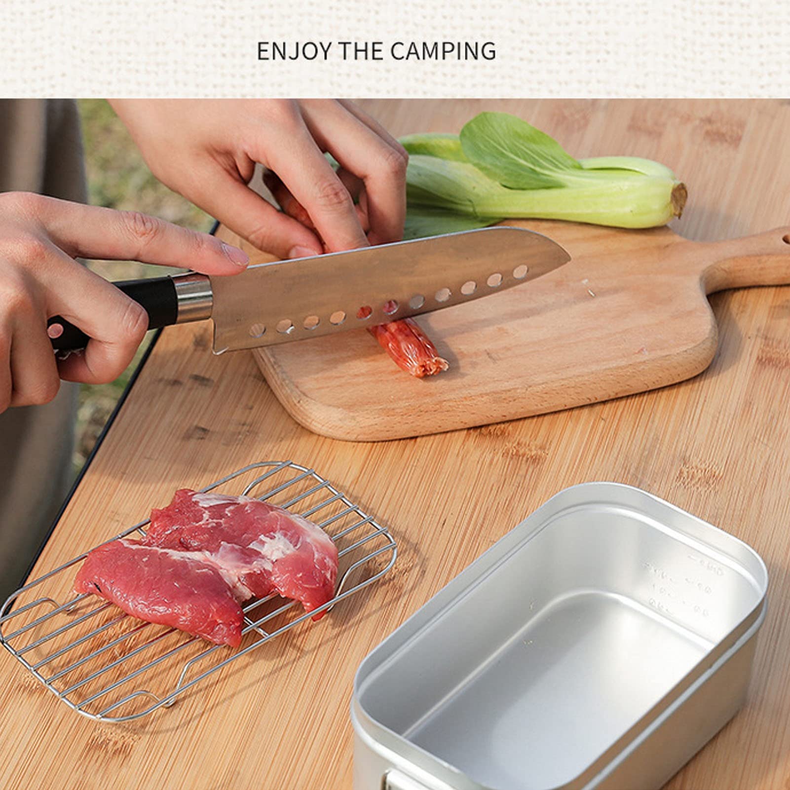 Boîte à bento pliable en alliage d'aluminium de 800 ml avec sac de rangement