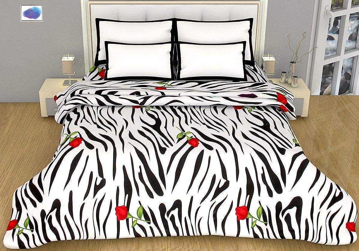 TEEJA Poly Cotton Flower Printed Reversible Double Bed Comforter Dohar/Blanket//Quilt (Multicolor) (Big Blue, Double Bed) (Zebra, Double Bed)-image-16
