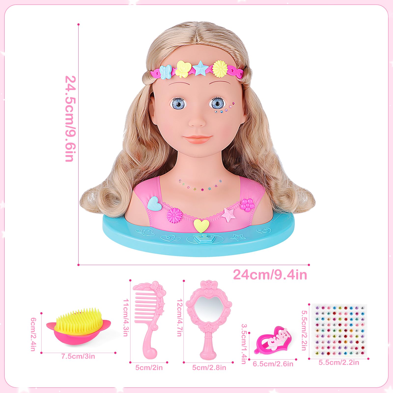 DeAO Poupée Tête Coiffante Avec Lumières Pour Enfants - Accessoires Cheveux & Maquillage Dès 3 Ans