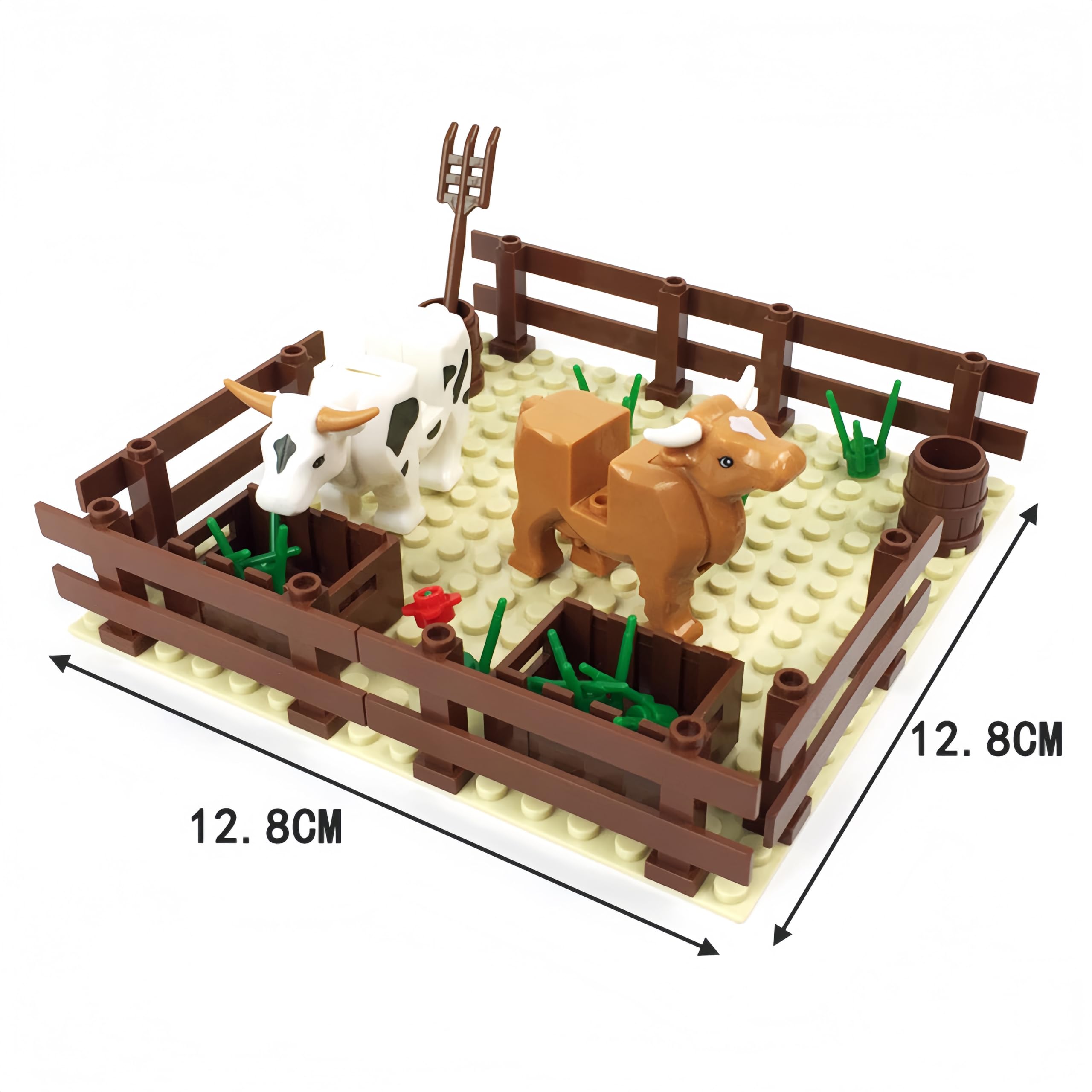 Set di mattoncini da costruzione 4 in 1, stalla, porcile, campo di mais e aiuola, giocattolo da costruzione per bambini dai 6 anni, giocattolo educativo con animali, piante e accessori