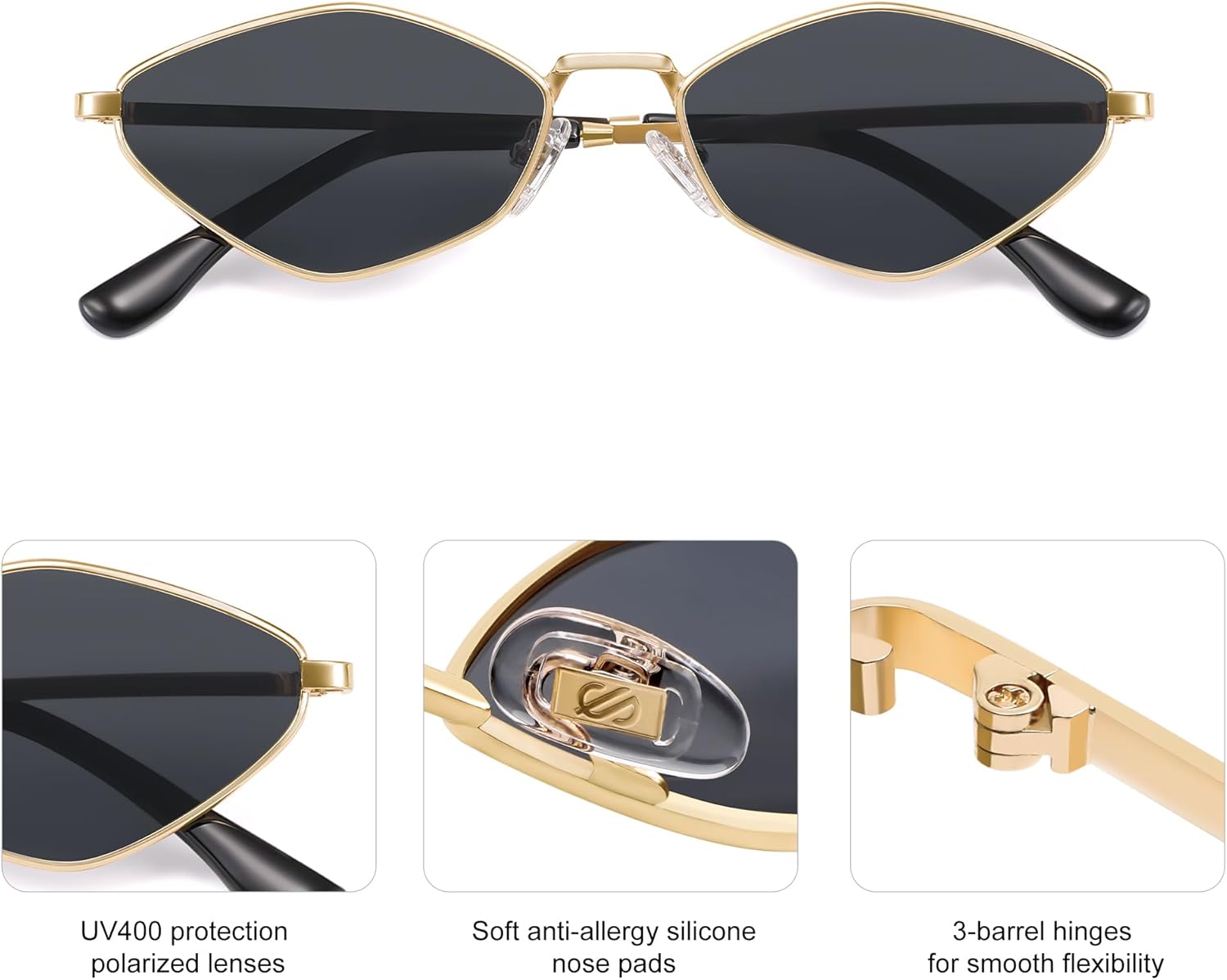 SOJOS Retro Small Polarized Sunglasses Womens Mens Vintage Narrow Irregular Shades UV400 SJ1233 - Image 5