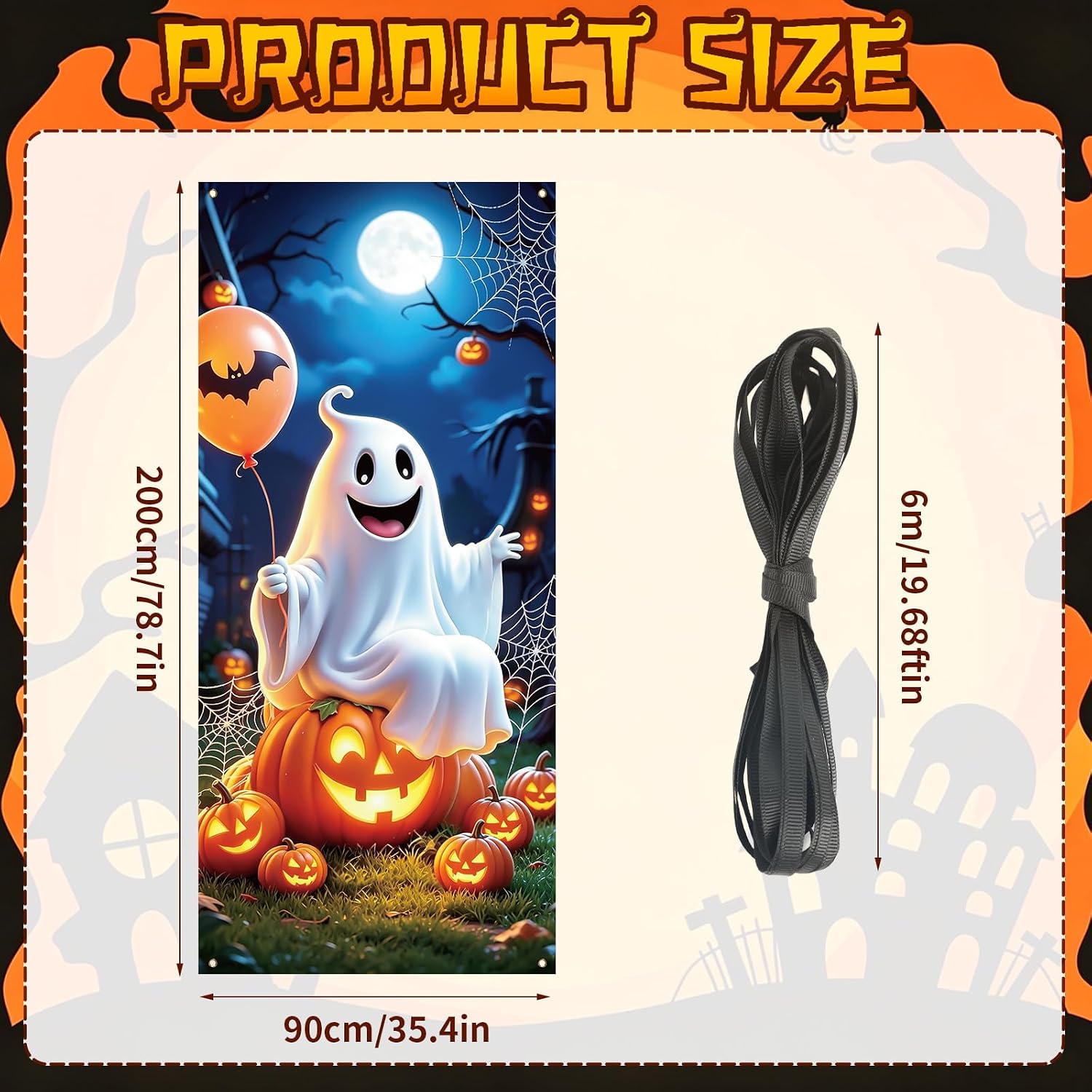 Halloween Decor Door Cover for Front Door Banner Wall Backdrop
