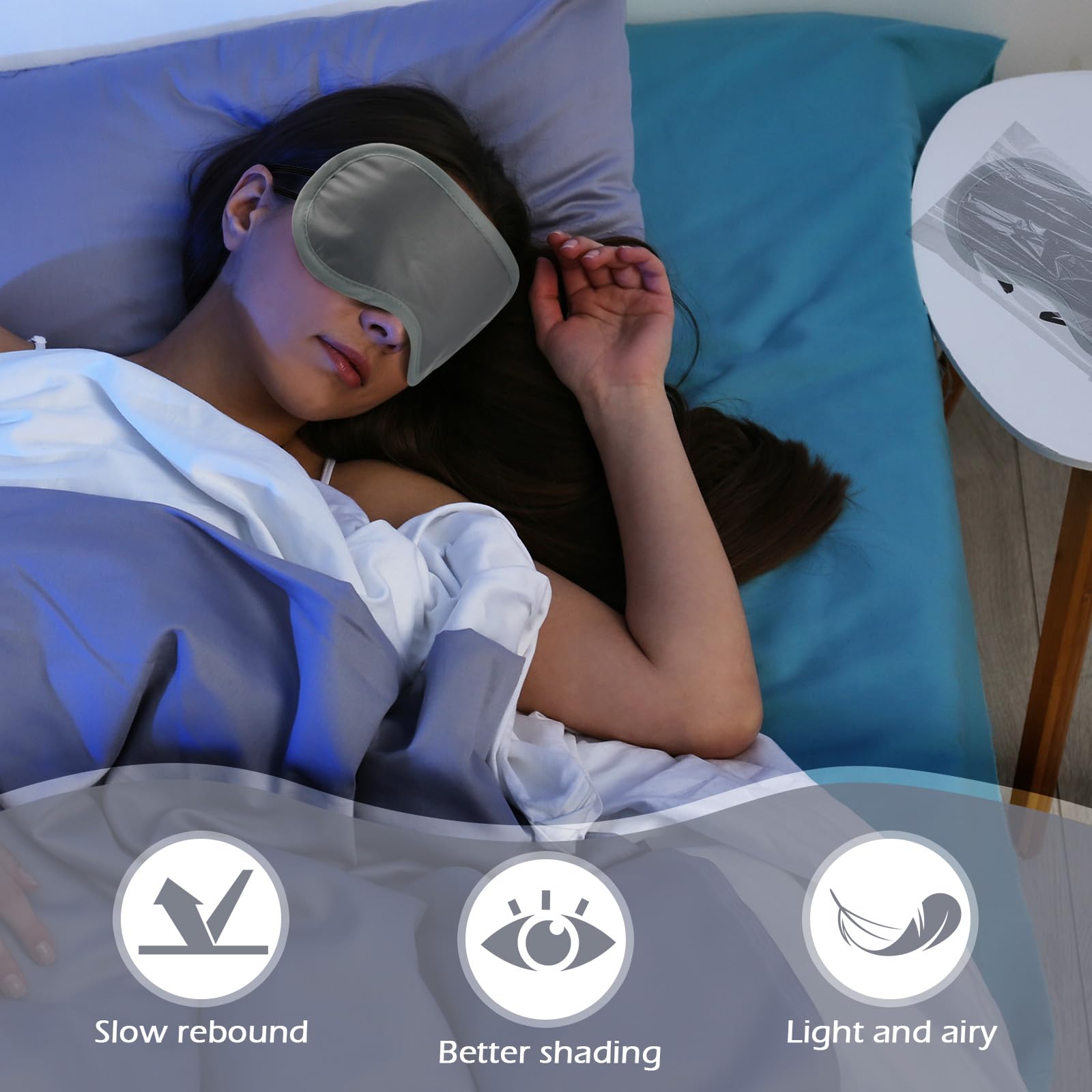 Tarpop 200 antifaz para dormir con correa ajustable para juegos, fiestas, construcción de equipos, viajes, envueltos individualmente, para mujeres y hombres (gris)