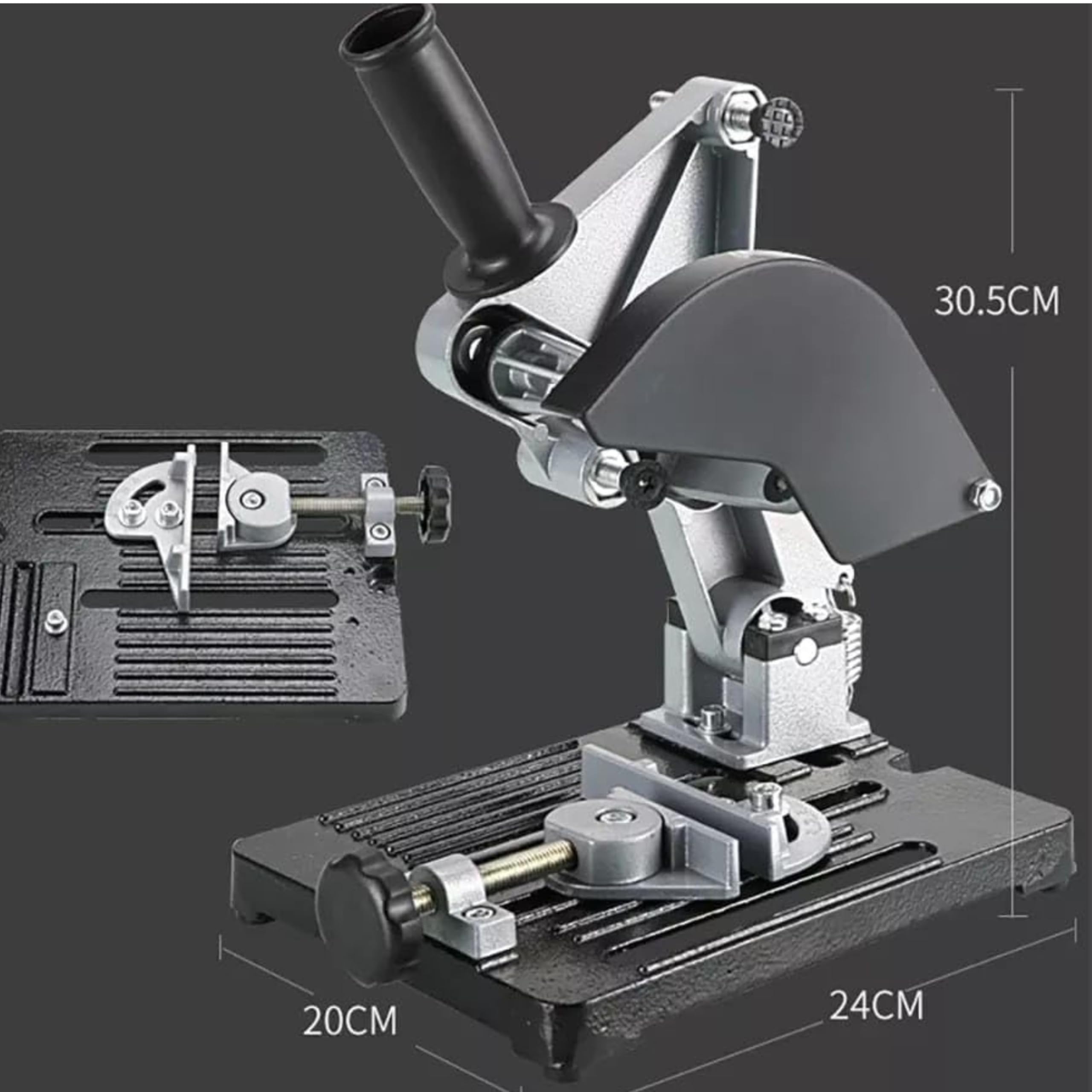 Yasta Supporto da Banco Smerigliatrice Angolare Base Troncatrice per Flex 115/125 mm Stazione Taglio Legno, Metallo, Piastrelle Accessorio Utensili Elettrici con Regolazione 45°