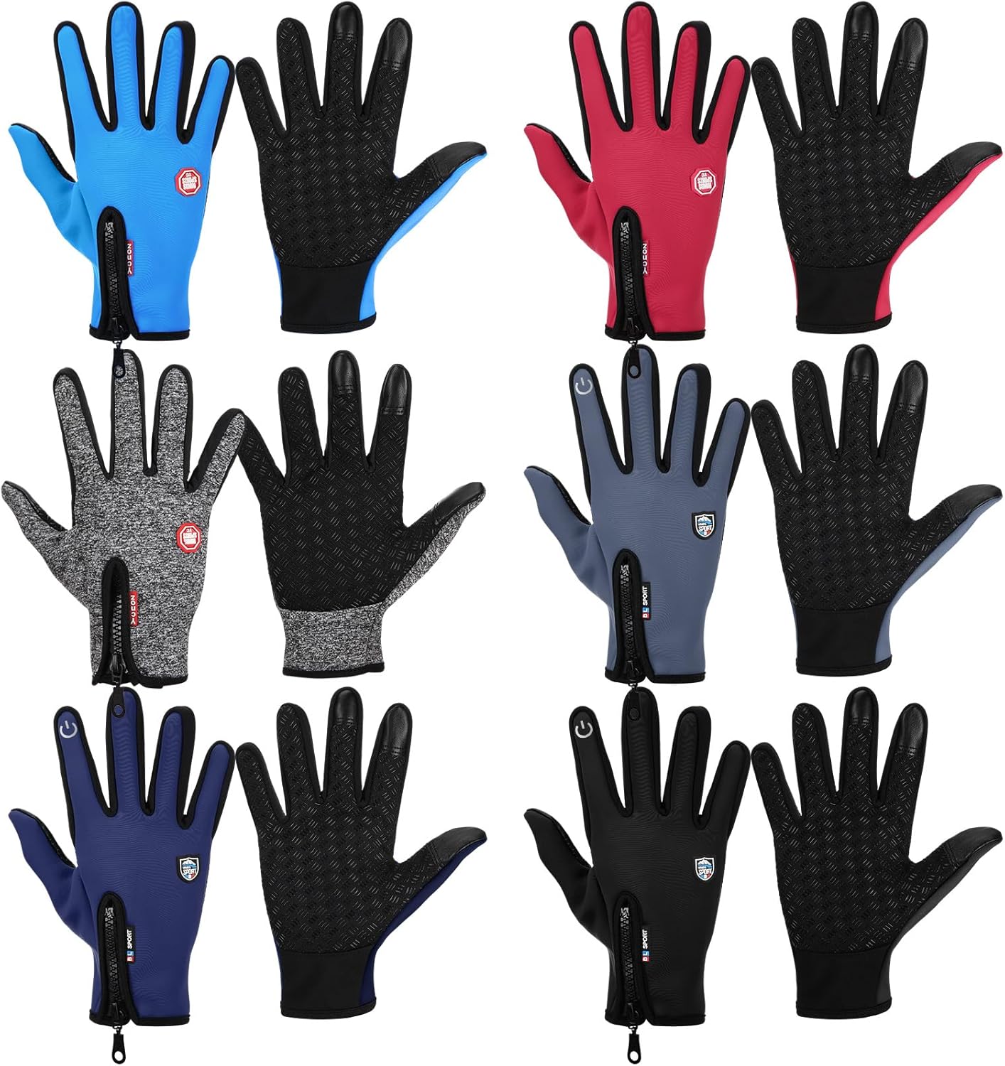 Cuffbow 6 Pair Winter Ski Gloves Waterproof Snow Warm Thermal Running Touchscreen Anti Slip Gloves for Women Men Cold Weather Outdoor Activities