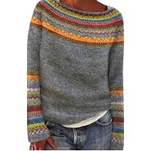 Fair Isle Sweater Retro Nordic Cable Crewneck Sweater Knit Vintage Sweater