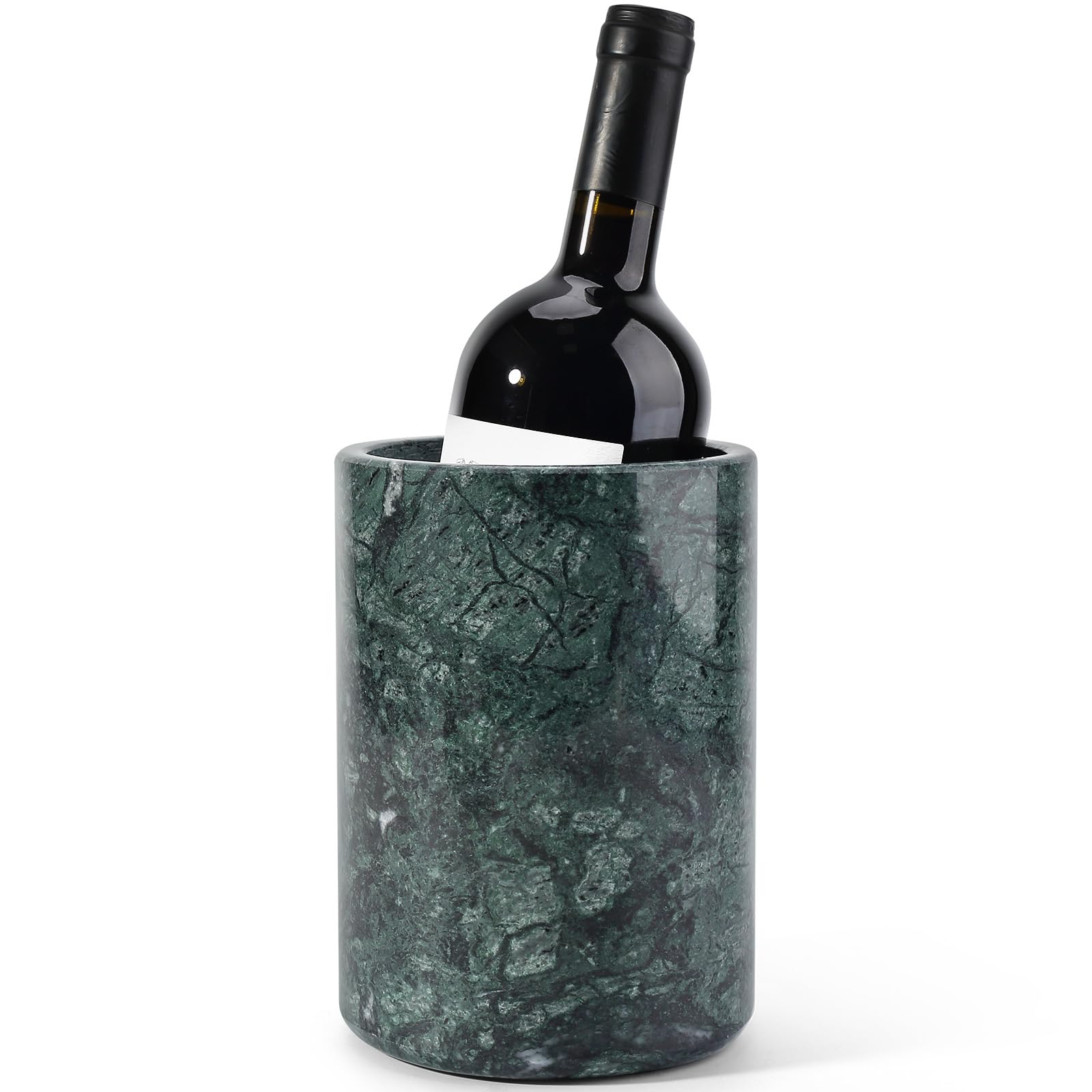 Marble Wine Bottle Chiller Bucket - Versatile Wine Chillers for Bottles - Handcrafted Wine & Champagne Cooler for Parties, Dinner - Stone Kitchen Utensil Holder Ideal for Wine Enthusiasts，Green