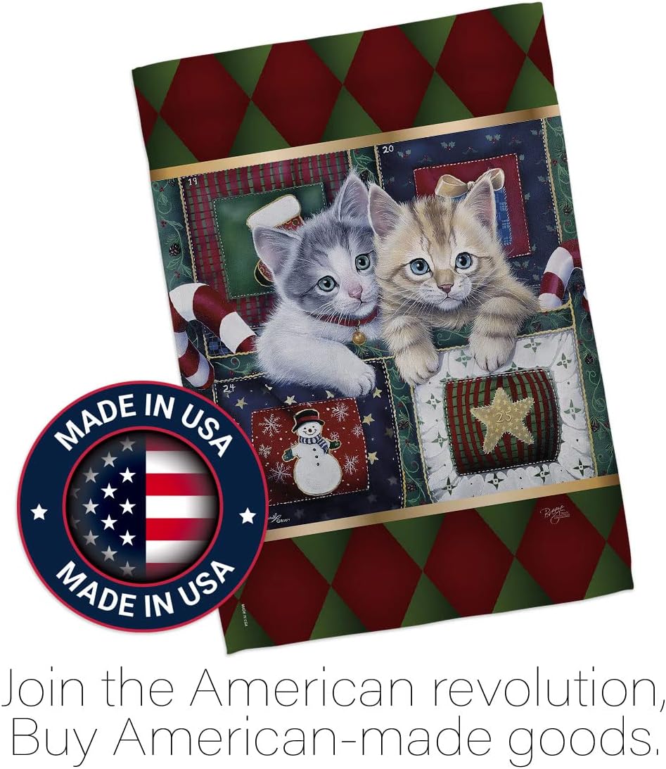 Breeze Decor H114097 Calendar Kittens Winter Christmas Decorative Vertical House Flag, 28" x 40", Multicolor