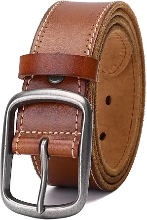Italian Full Grain Leather Belt Men Western Cowboy Belt for Jeans 1.5 Wide 7 Holes Gift Box Packaging
