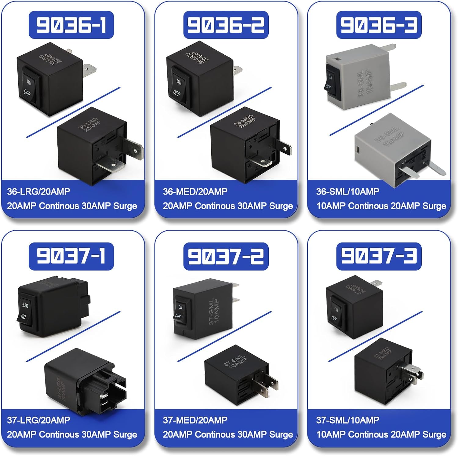 9038 Fuel Pump Relay Bypass Switch Kit, Relay Bypass Master Kit, Relay Tester Diagnostic Scan Switch Kit Replace# 9036 9037 (Pack of 6)