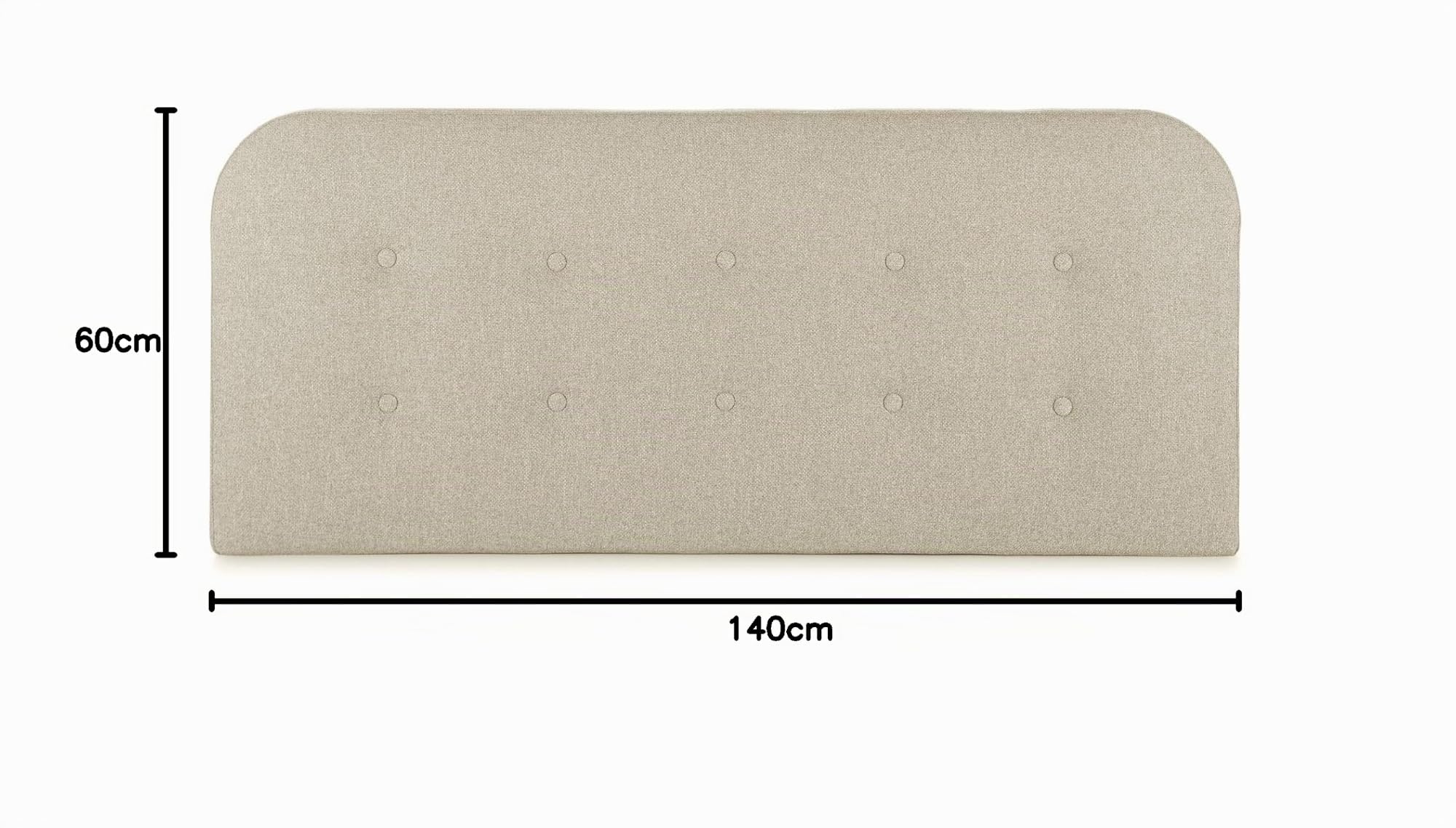 Tête de lit tapissée Saona 140x60 cm Couleur Beige, Rembourré avec de la Mousse, pour lit 135cm, Boutons en capitonné, 8cm d'épaisseur, système de Fixation Inclus.