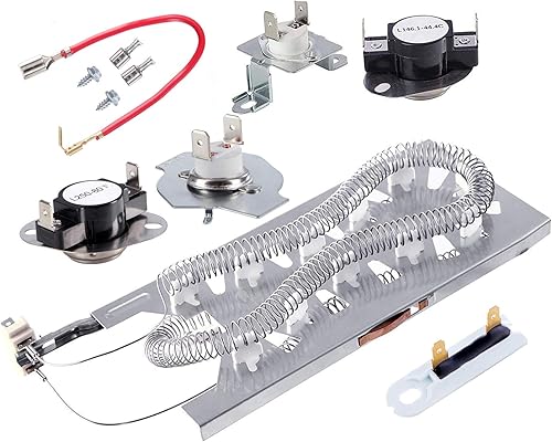 3387747 Elemento calefactor para secadora y kit de termostato 279816 y reemplazo de fusible de corte térmico 279973 3392519 Compatible con Kenmore,