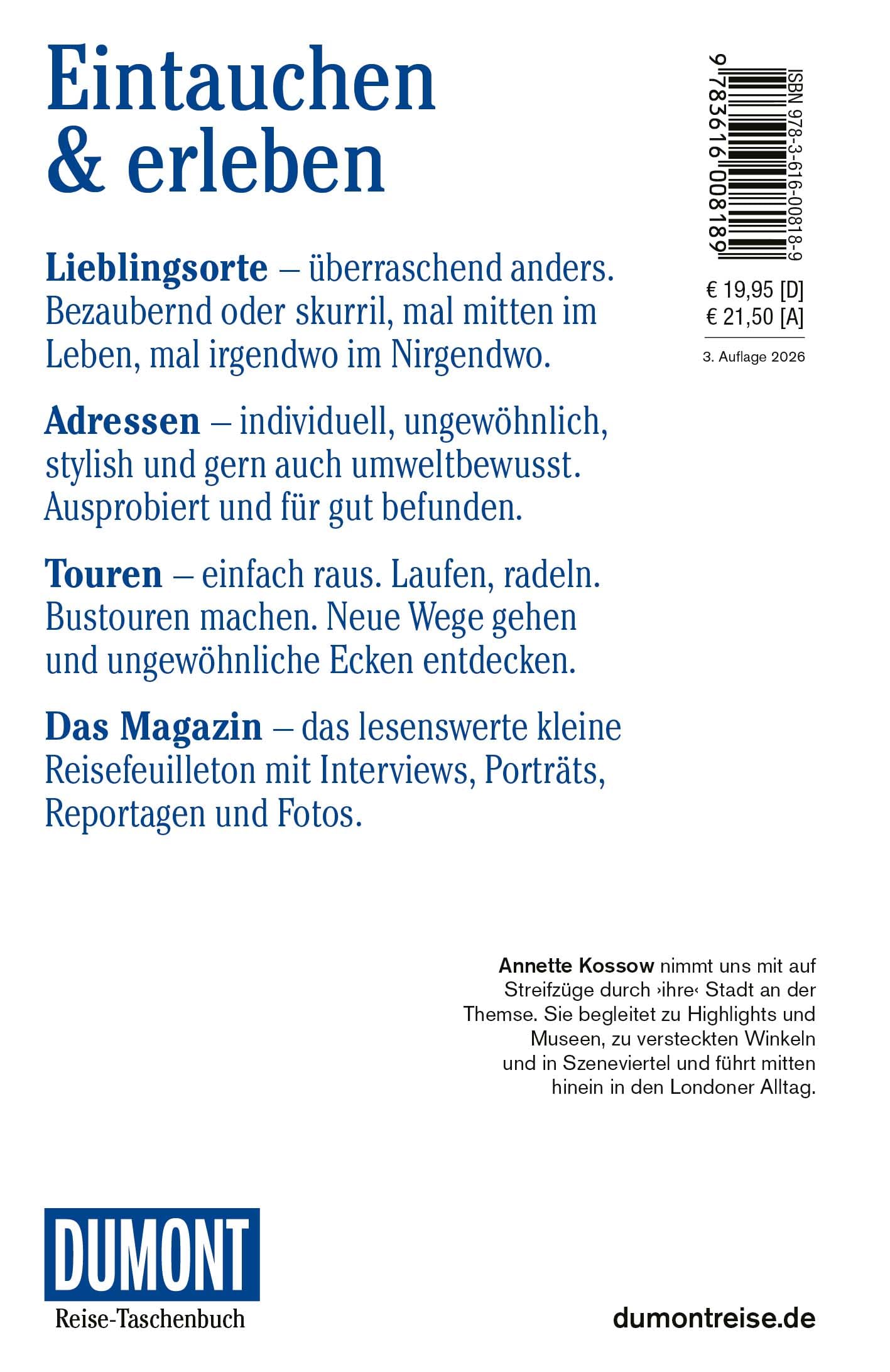 DUMONT Reise-Taschenbuch Reiseführer London: Reiseführer plus Reisekarte. Mit Autorentipps, Stadtspaziergängen und Touren.