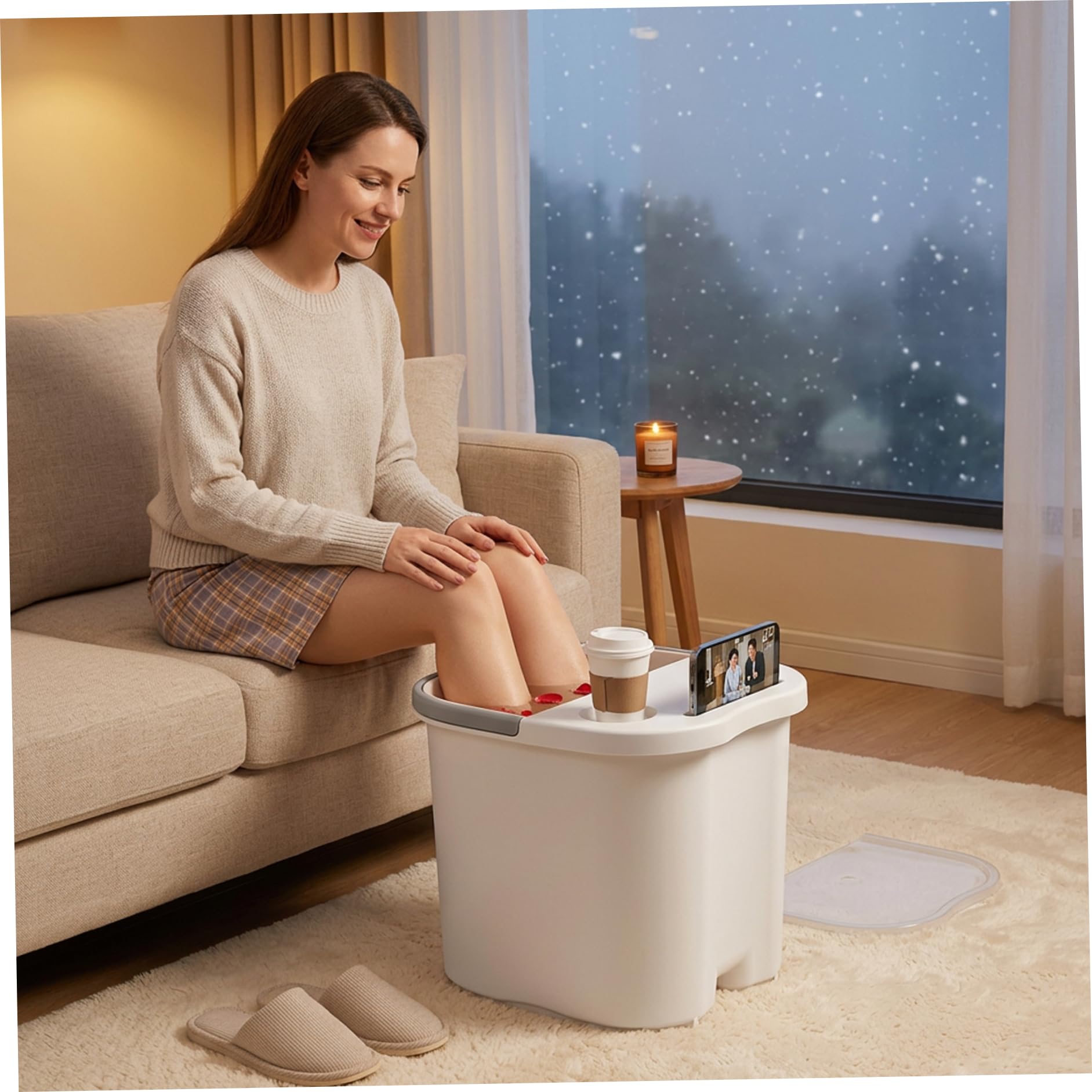 Bacinella per immersione dei piedi, massaggio integrato, trasparente, 34 cm | Nodi massaggianti ergonomici, coperchio a tenuta stagna, ideale per la cura dei piedi a casa