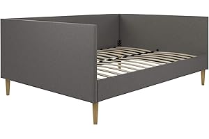 DHP Franklin Mid-Century Upholstered Queen Day Bed Frame, Gray Linen