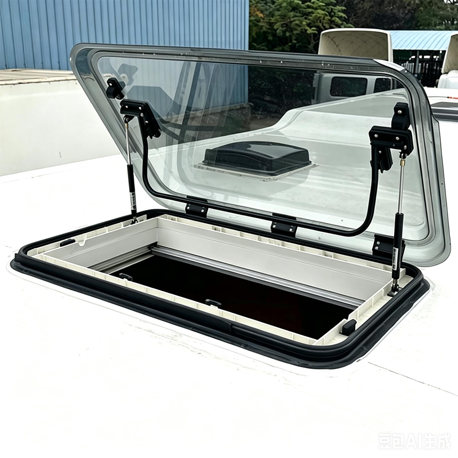 Escotilla de Techo para RV de aleación de Aluminio con Cubierta acrílica Anti-UV — Claraboya de ventilación LED para autocaravanas, Campers, caravanas y vehículos modificados 96 * 65cm