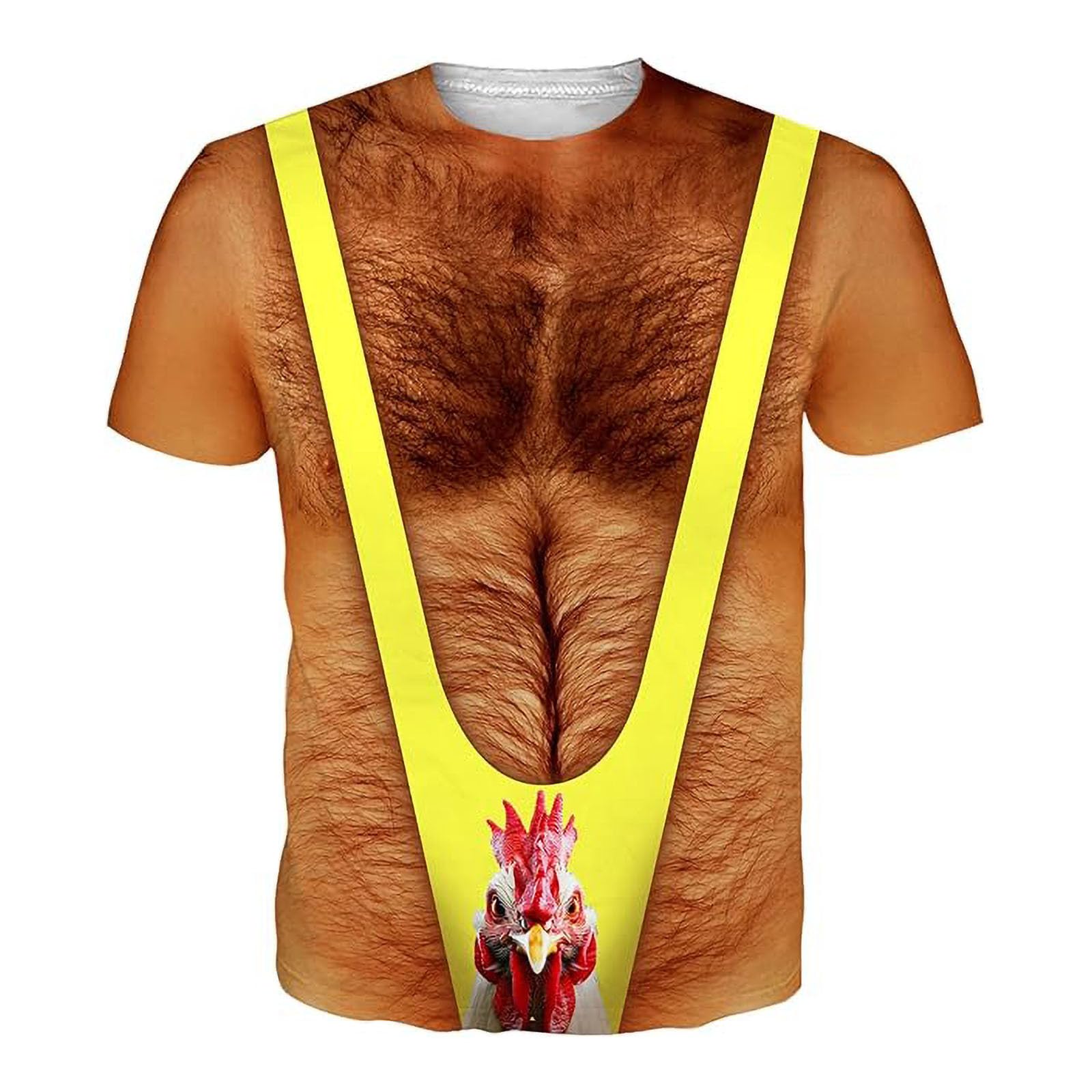 Muscle Shirts Men's Funny Shirt Outdoor Carnival Costume Unisex Beer Costume Round Neck Ugly T-Shirts with 3D Sexy Print Running Shirt Muscle Fancy Dress Costumes, O yellow, M