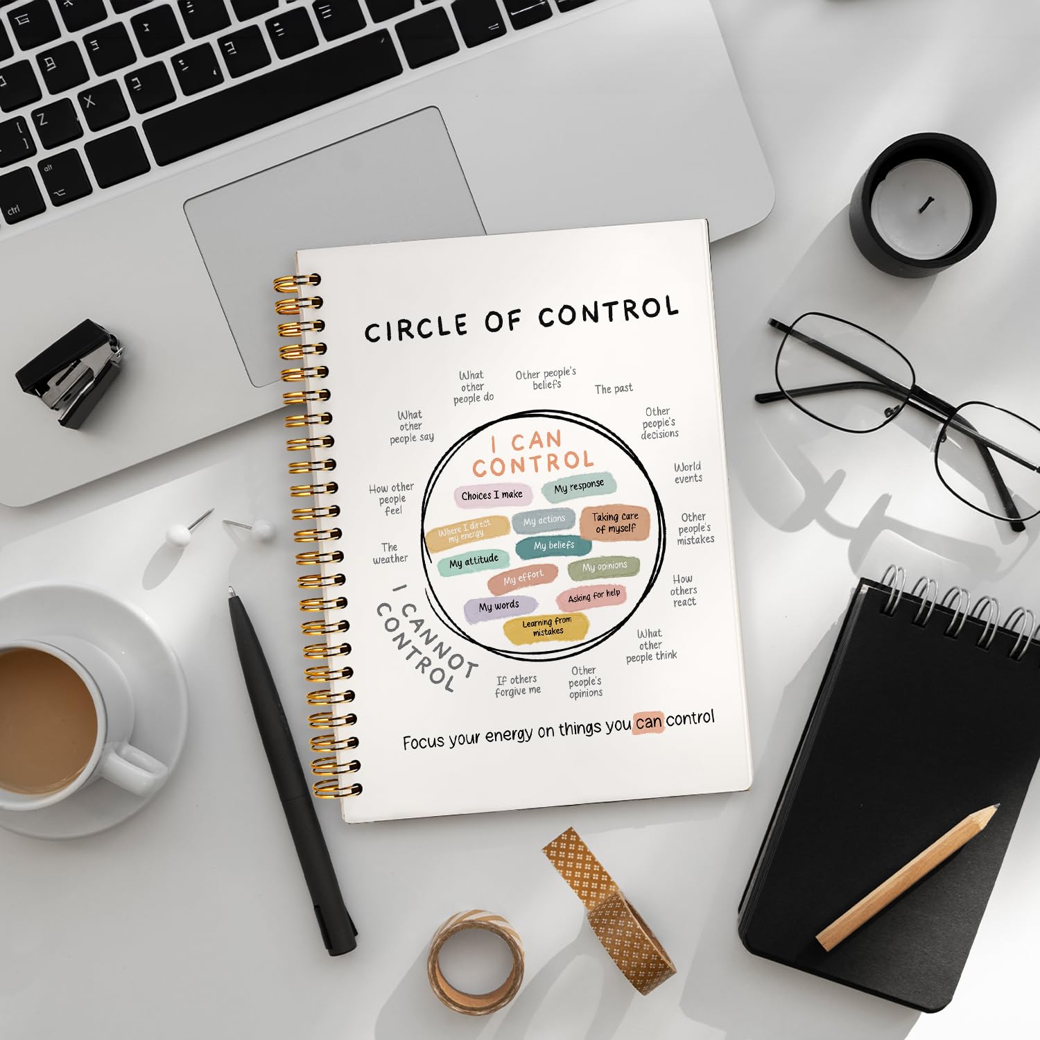 LIANGW Circle of Control Tagebuch für psychische Gesundheit, Therapie-Tagebuch für psychische Gesundheit, Geschenk für psychische Gesundheit, psychische Gesundheit, Tagebuch für Frauen, gebundenes