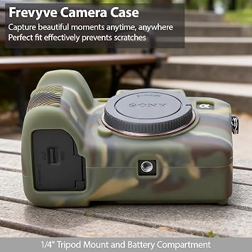 Case for Sony A7IV Camera Accessories, Soft Silicone Protective Case with Alpha 7 IV Screen Protector Tempered Glass Film High Definition, Lightweight, Anti-Scratch (Camouflage)