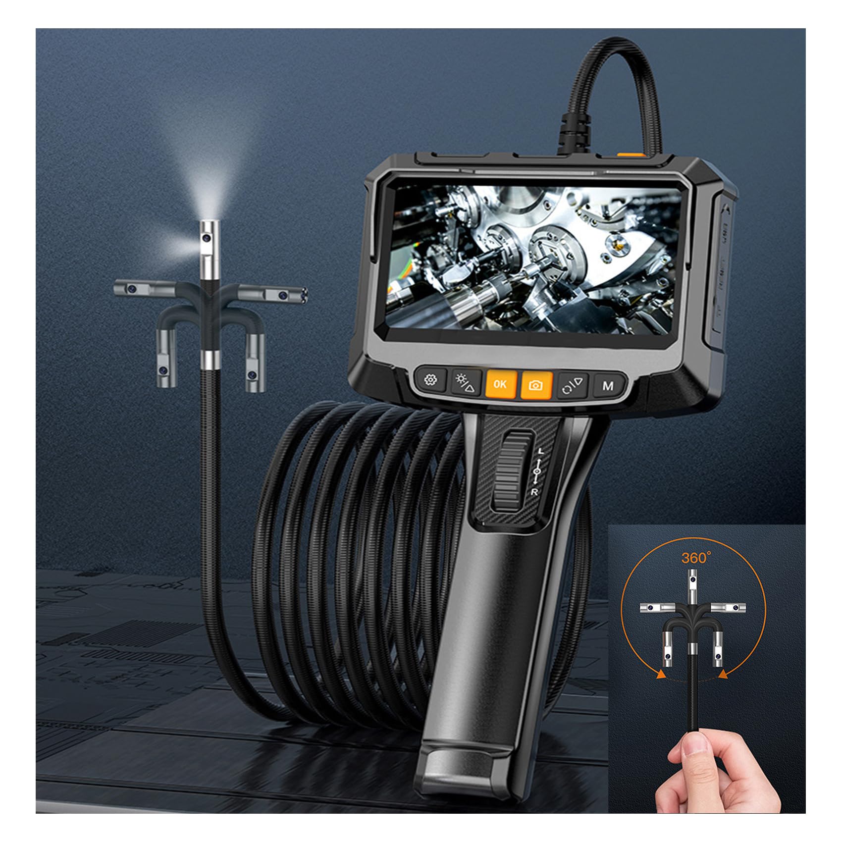 Amazon.co.jp: 360度電動回転 ファイバースコープ デジタル内視鏡