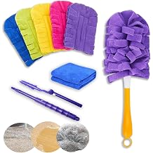 360Electrostatic Duster Refills, Heavy Duty Reusable Duster with Extension Rod, Washable Microfiber Mop Pads for Cleaning Ceiling, Fan Hardwoods Window Kitchen Floor 1 Set