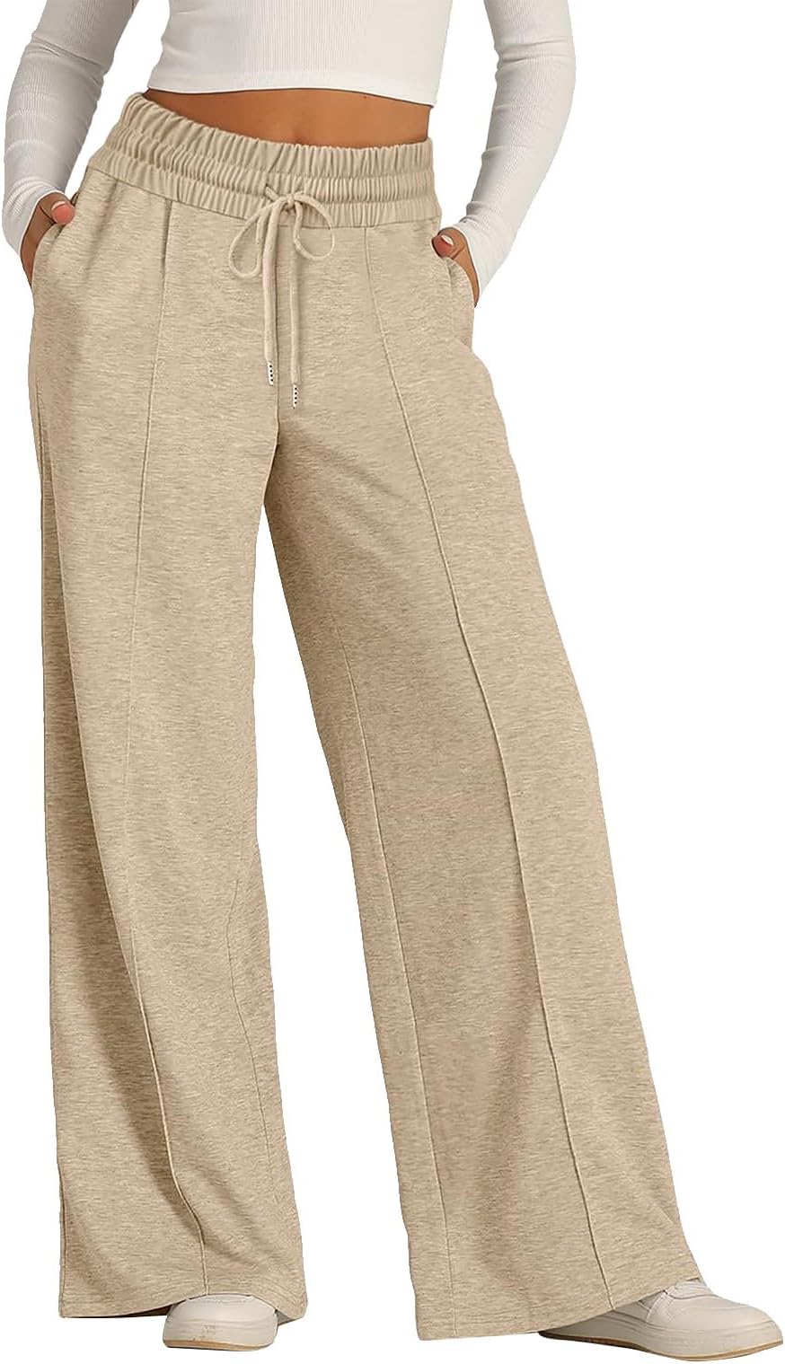midelxpWomens Wide Leg Sweatpants Lightweight High Waisted Joggers with Pockets Baggy Comfy Drawstring Lounge Pants 2024