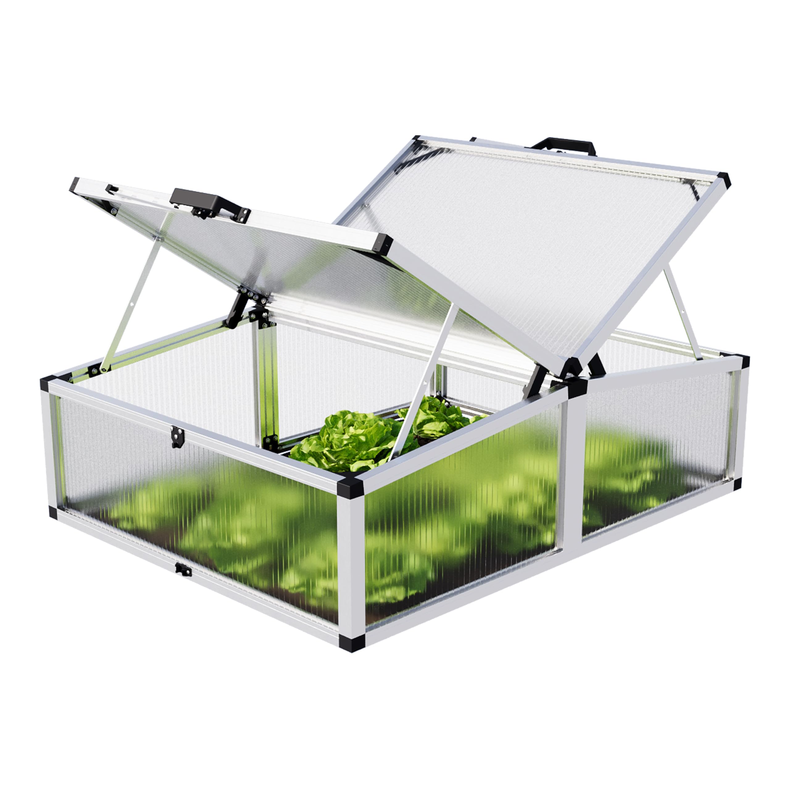 GFP Frühbeetkasten 103 x 132 cm Frühbeetaufsatz Caro, Aluminium mit Polycarbonat Doppelstegplatten