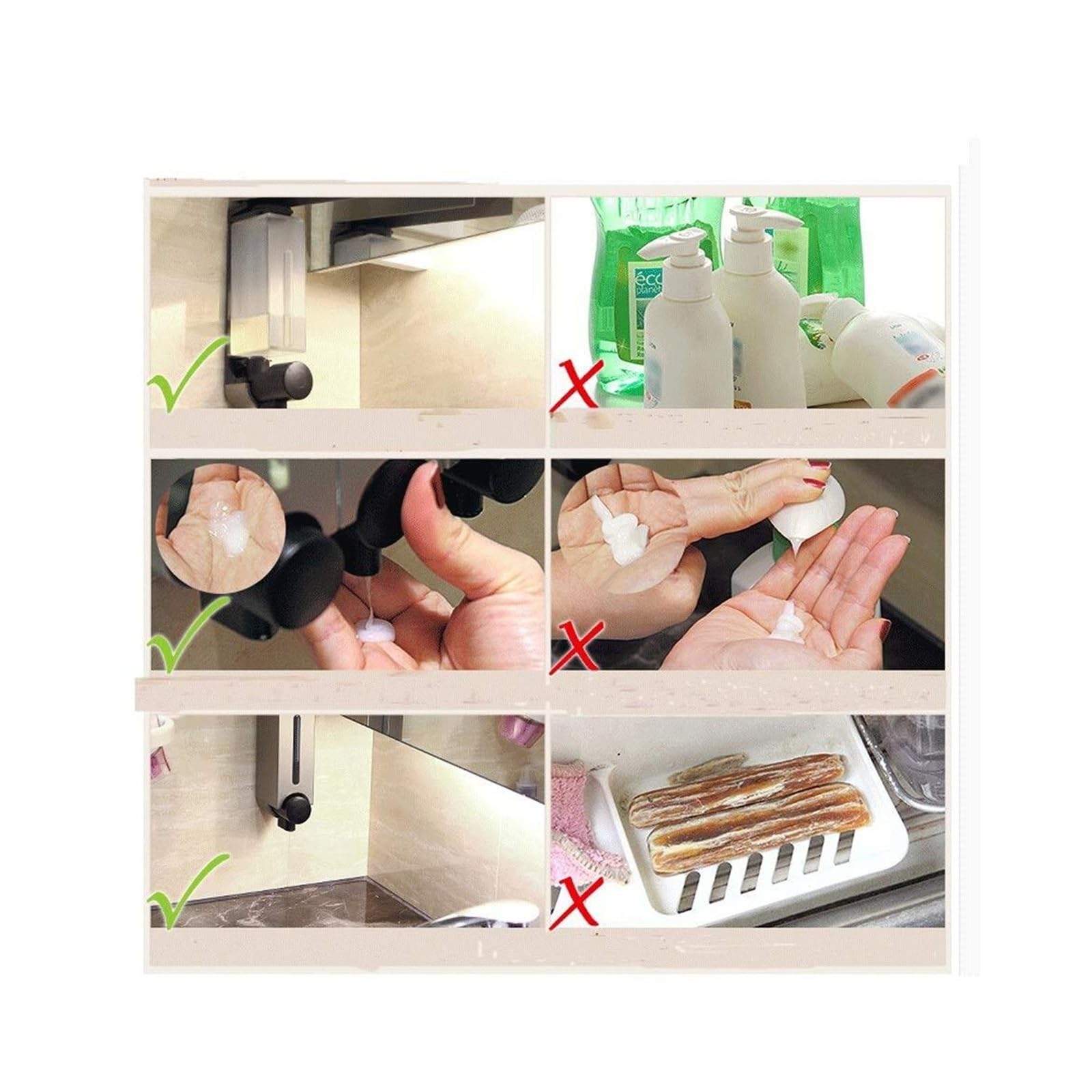Piano di lavoro Dispenser di sapone da banco senza punzonatura Supporti a parete in plastica Arredamento bagno vintage(Silver)
