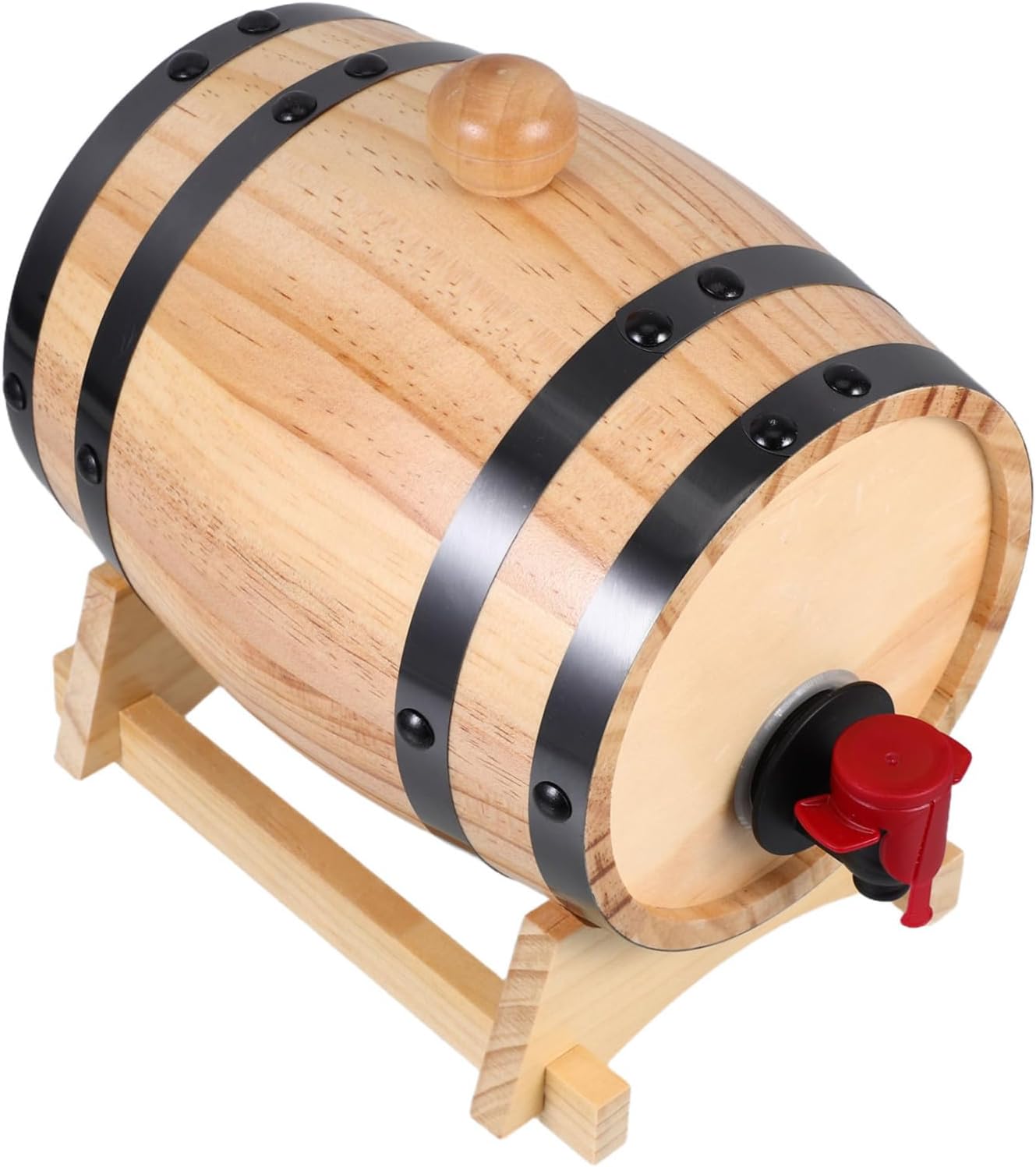 Oak Aging Wooden Whiskey Dispenser with Stand for Wine and Beer Storage Unique Decor for Kitchen Versatile Beverage Container