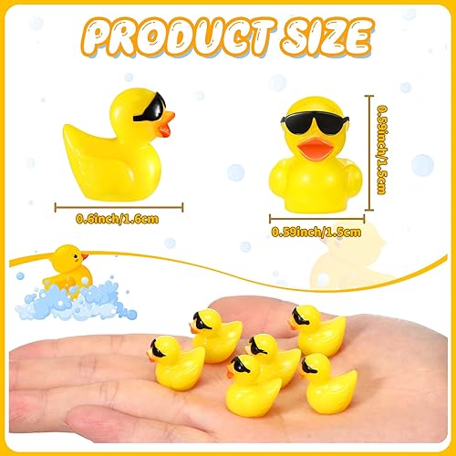 Miniatura 3 de Qunclay Mini pato de resina con lentes de sol a granel, pequeñas figuras de pato amarillo en miniatura, adornos de bricolaje para jardín, paisaje,