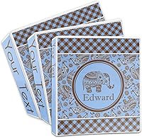 Vista 3 de Carpeta personalizada de 3 anillos Gingham & Elephants - 1 pulgada