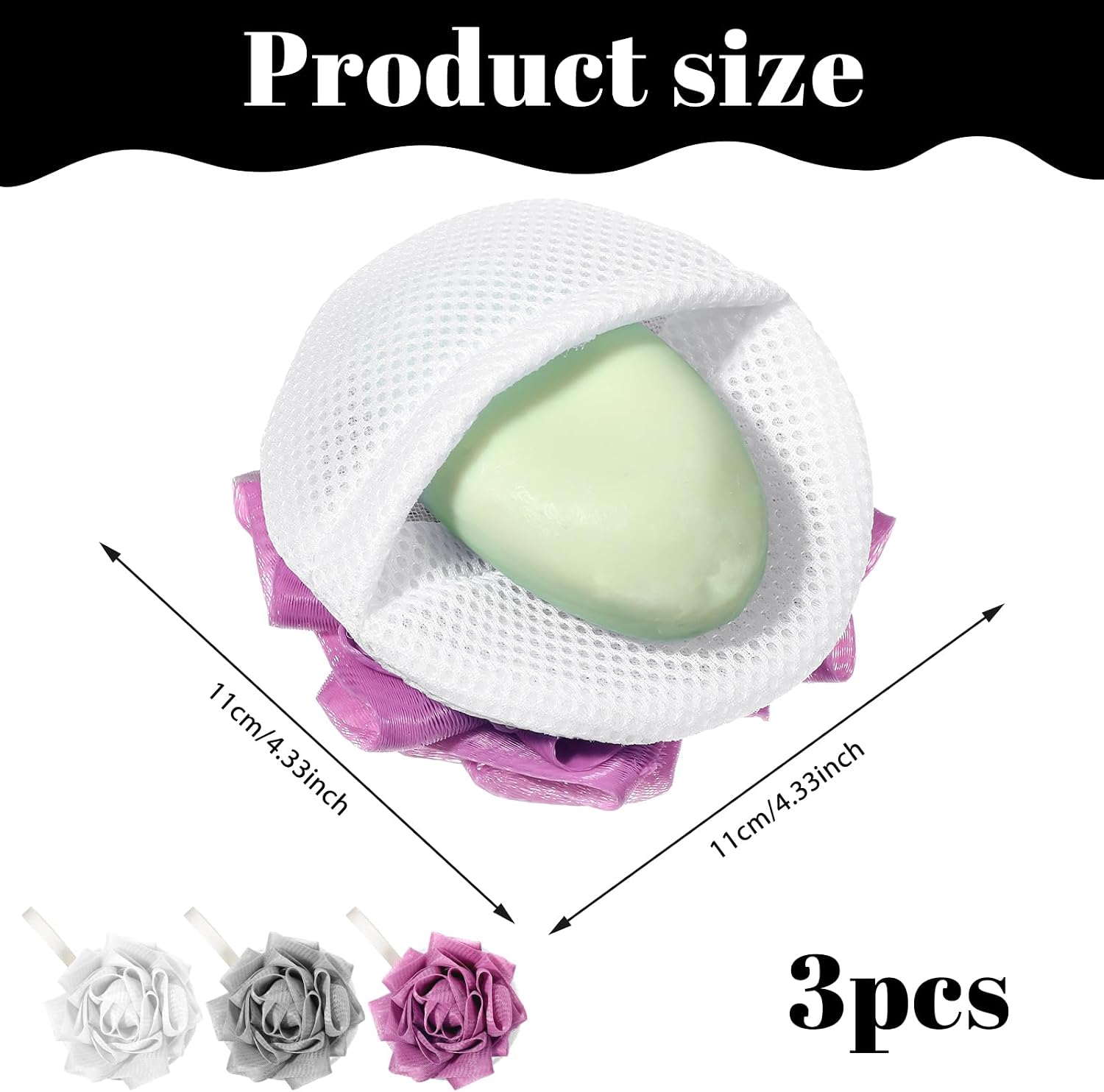 Qianyu 3 Pcs Bath Loofah Shower with Soap Bags Soap-Exfoliation Mesh Shower Ball 2 in 1 Bar Soap Loofah Pouch Bath Sponges Soaps Saver for Women Men Gentle Body Scrubber Cleansing and Smooth Skin