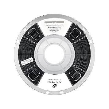 R QIDI TECHNOLOGY Carbon Fiber PET Filament 1.75 1KG Spool, PET CF 3D Printer Filament 1.75mm for Most FDM 3D Printers, High Strength, Low Creep, Low Moisture Sensitivity, Black