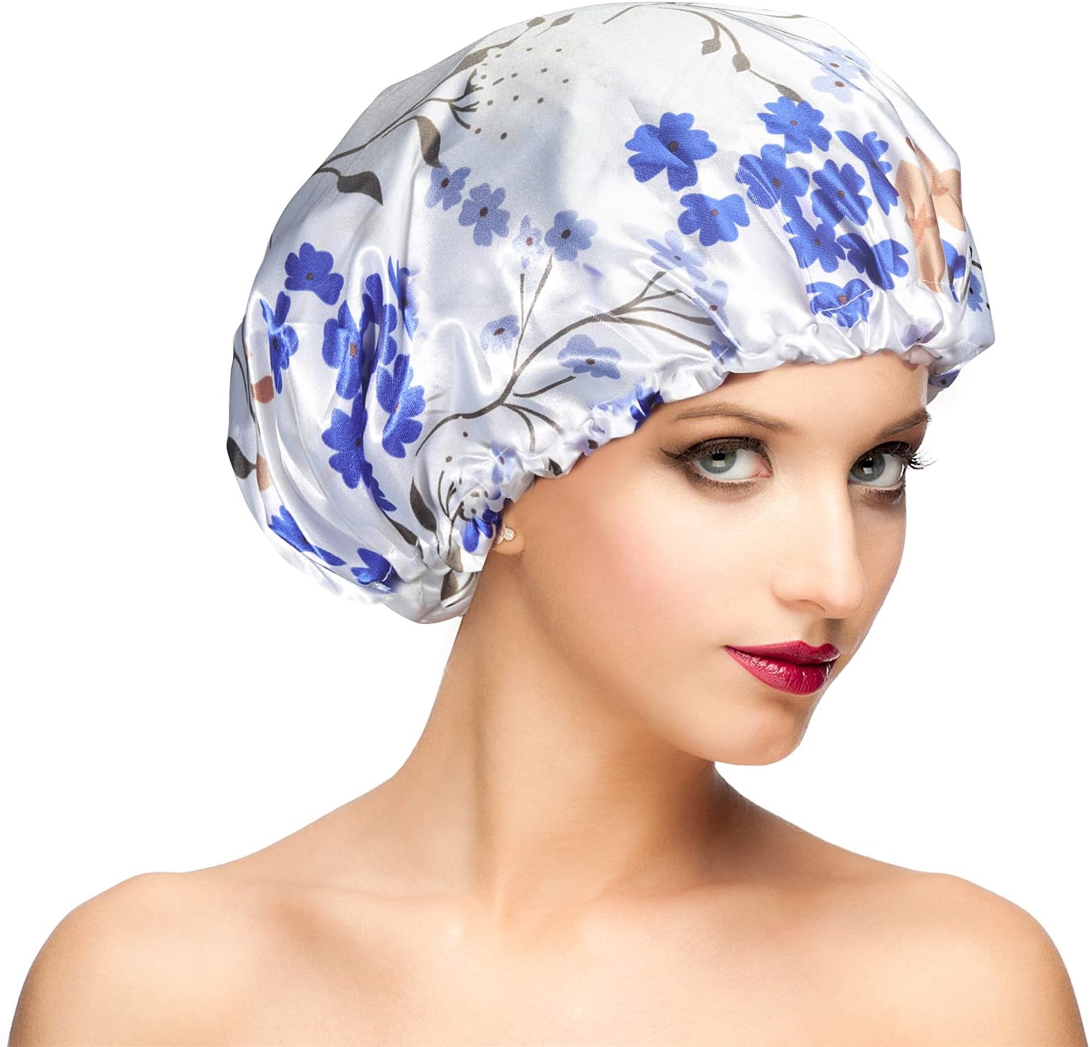 Shower Cap, Adjustable Shower Caps for Women, Extra Large Upgrade Double Waterproof Layers Hair Cap, Bath Caps Shower Hat Women Girls Adult Hair Protection Suitable for All Lengths and Thickness