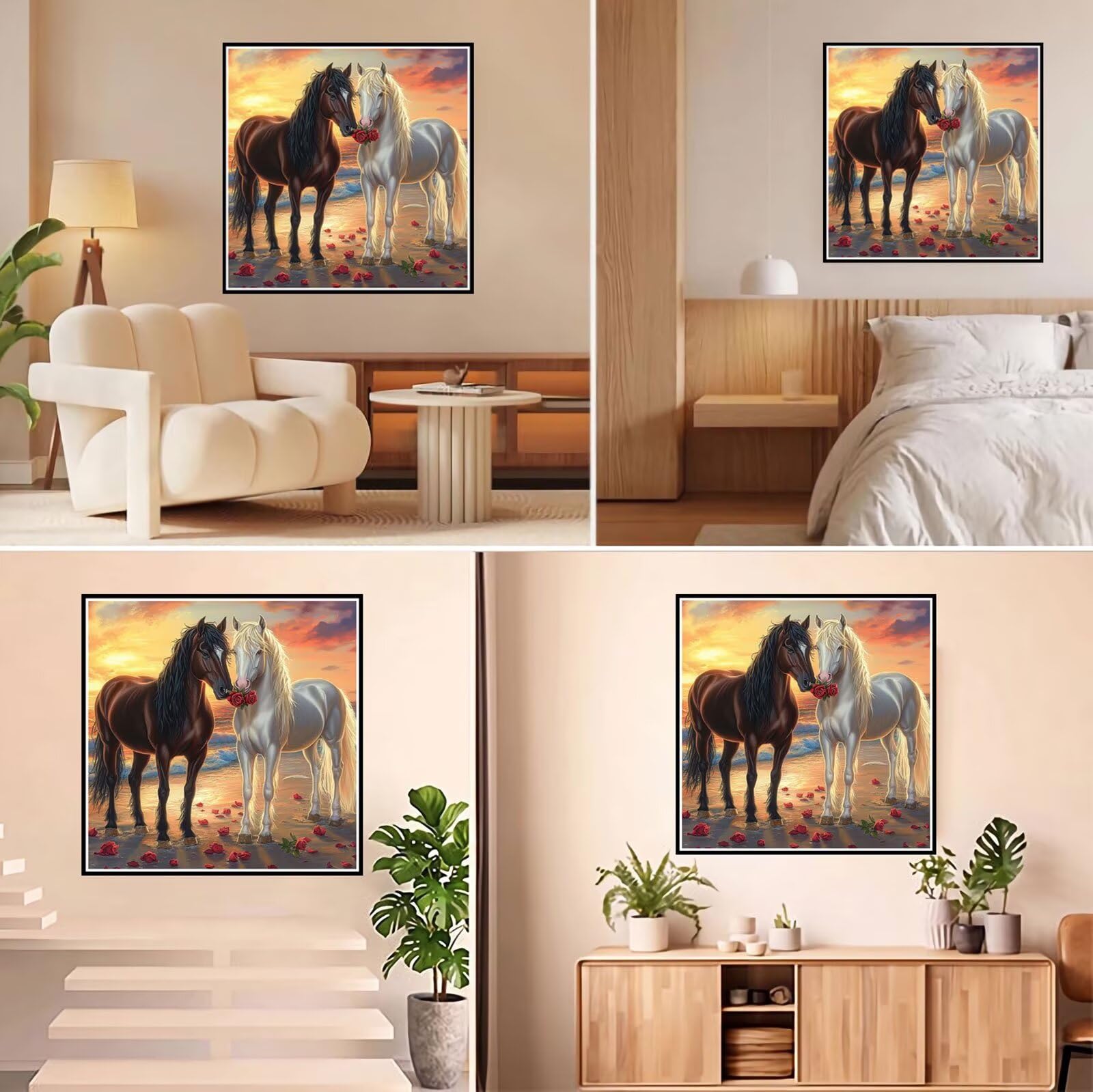 5D Diamond Painting Kit Completo, Diamond Painting Cavallo DIY Hobby Creativi Adulti Pittura Diamante Strass Mosaico Kit per Bambini Principianti, Decorazioni Casa Parete Spiaggia 80x80cm FX#836