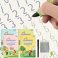 PEASUG Magic Grooved Writing Books for Kids 3-5 - Reusable Handwriting Practice Workbooks 4 Pack with Pens & Refills