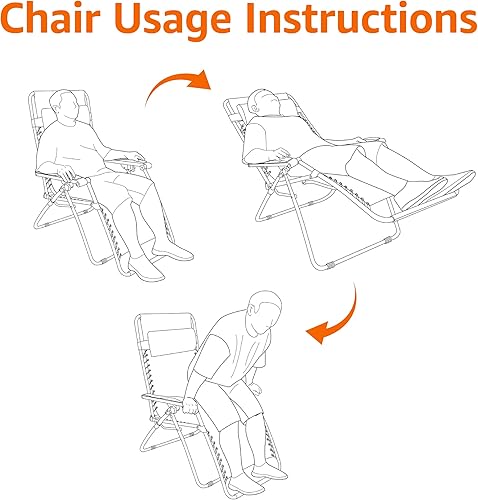 Miniatura 6 de Yaxa Basics - Silla de patio para exteriores con gravedad cero, acolchada, reclinable, plegable y ajustable, con almohada, de Textilene, sillas