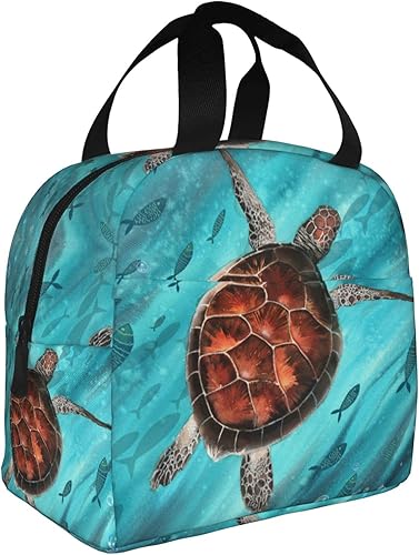 Miniatura 2 de VOOHDDY Bolsa de almuerzo con aislamiento térmico de tortuga marina para hombres y mujeres, contenedor reutilizable, impermeable, portátil